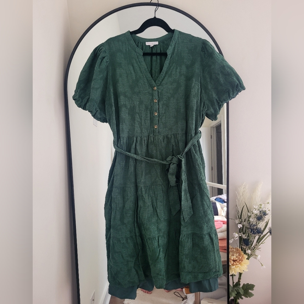 Baltic Born Forest Green Tiered Button-Front Dress